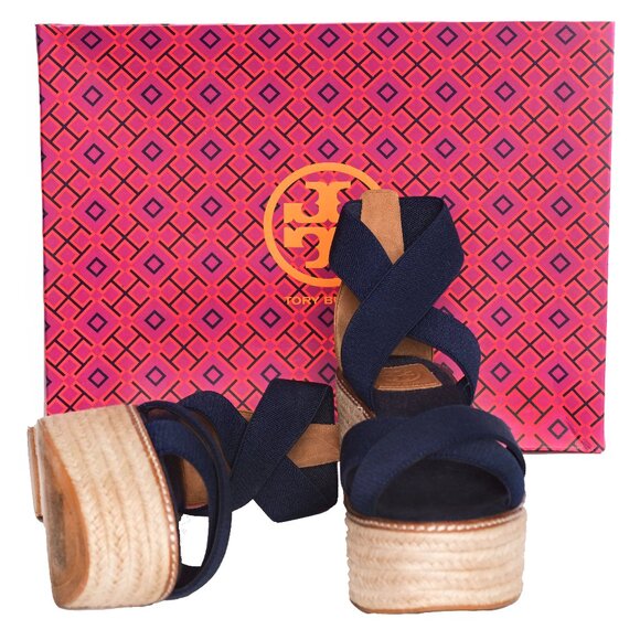 TORY BURCH Women's Frieda Espadrille Platform Sandals Size 9.5 - Picture 3 of 10